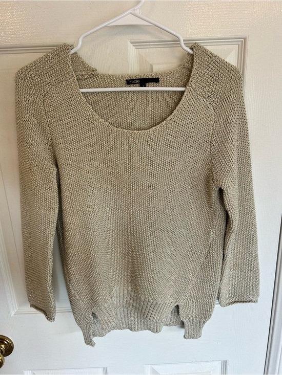 Maje Sweaters - Maje Gold Shimmer Scoop Neck Knit Sweater Size Small — Like New